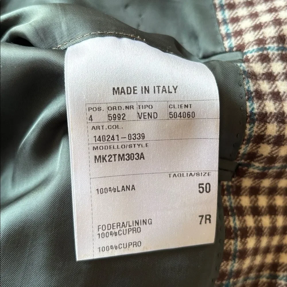 Adriano & Sons x Raffaele Caruso Bold Plaid Check Wool Flannel Sportcoat Eu 50 R